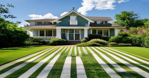 Perfectly striped summer lawn in North Georgia