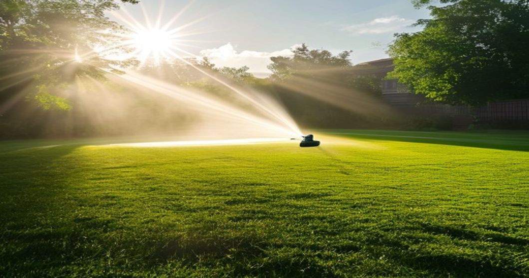 A freshly aerated and overseeded lawn in North Georgia